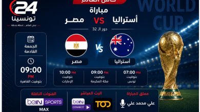 القنوات الناقلة لمباراة مصر واستراليا