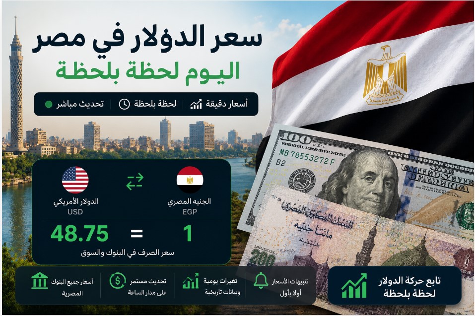 سعر الدولار في مصر اليوم لحظة بلحظة