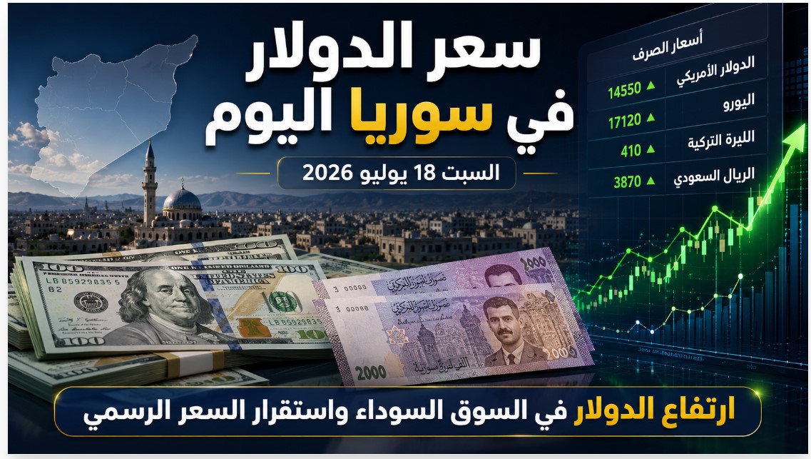 سعر الدولار في سوريا 18 يوليو 2026.. تحديث السوق السوداء والمركزي