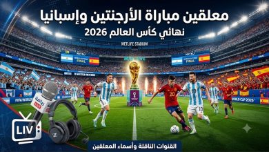 معلقو مباراة الأرجنتين وإسبانيا في نهائي كأس العالم 2026.. قائمة القنوات الناقلة