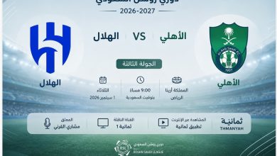 معلق مباراة الهلال والاهلى بالجولة الثالثة فى دوري روشن 2026-2027 والقنوات الناقلة