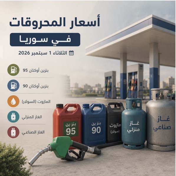 أسعار المحروقات في سوريا اليوم الثلاثاء 1 سبتمبر 2026.. آخر تحديث للبنزين والمازوت والغاز