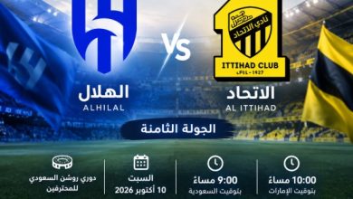 القنوات الناقلة لمباراة الهلال ضد الاتحاد بث مباشر في دوري روشن السعودي 2026-2027